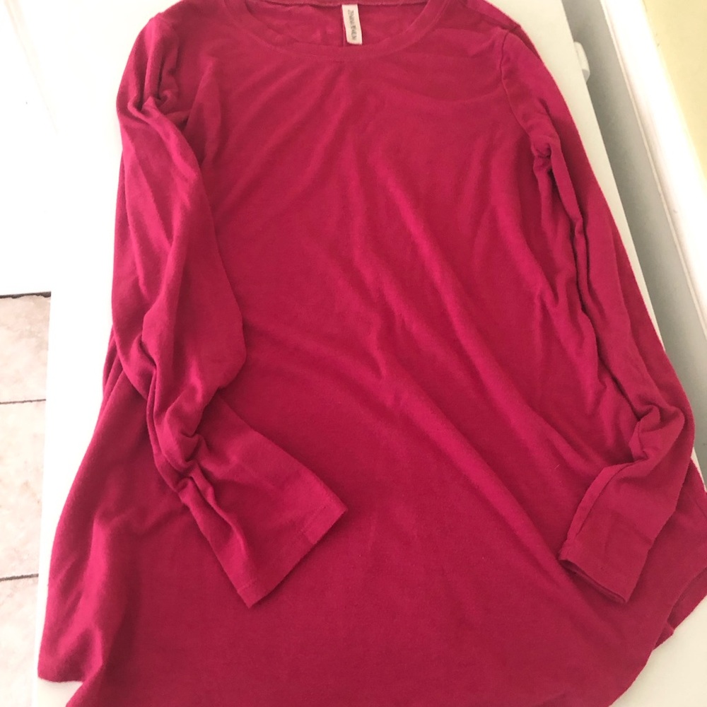 Zenana Outfitters Magenta Long Sleeve Tunic Top Size M